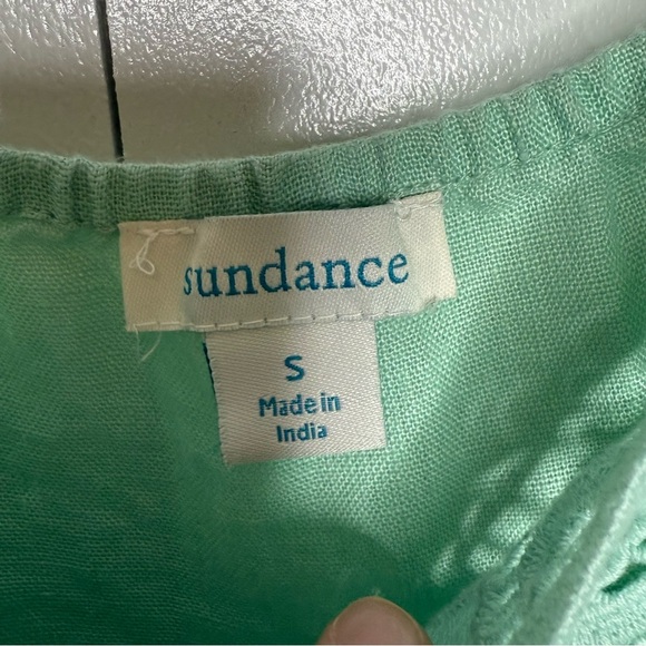 Sundance Mint Green Lace Trim Women's Top 100% Linen - Small - Picture 3 of 6